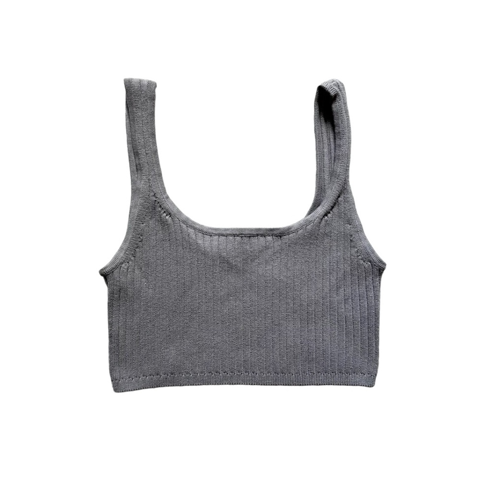 Aritzia Wilfred Ribbed Cropped Tank Top Gray Size M‎